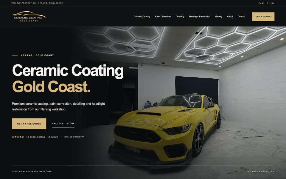 Ceramic Coating Gold Coast website, built by Bluepeek