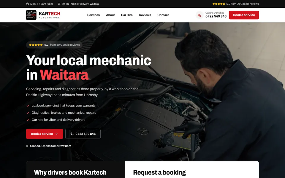 Kartech Automotives website, built by Bluepeek