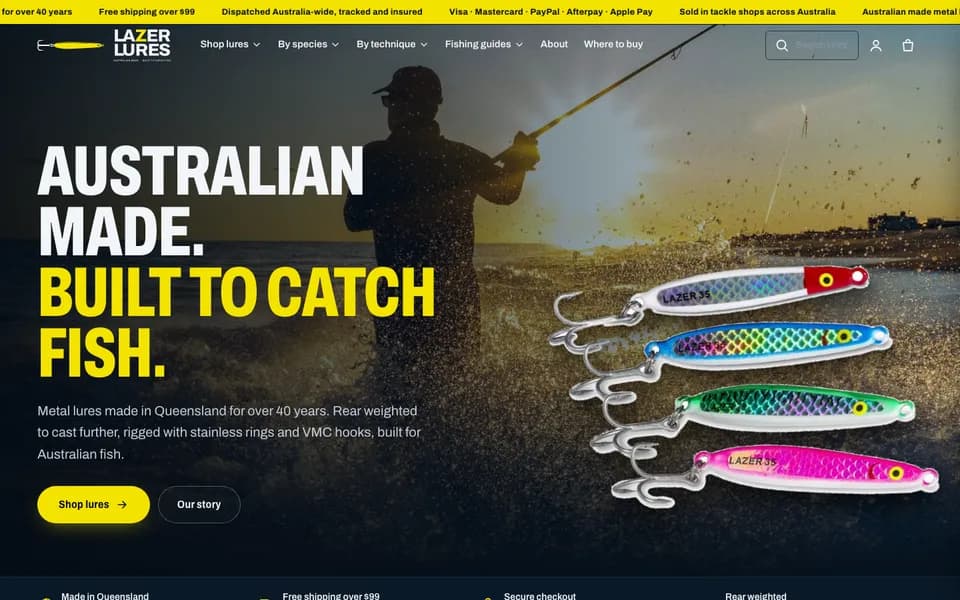 Lazer Lures website, built by Bluepeek