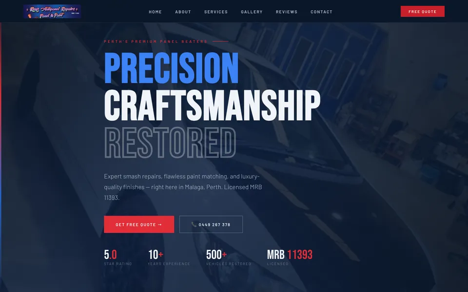 Renz Auto Panel Repairs website, built by Bluepeek