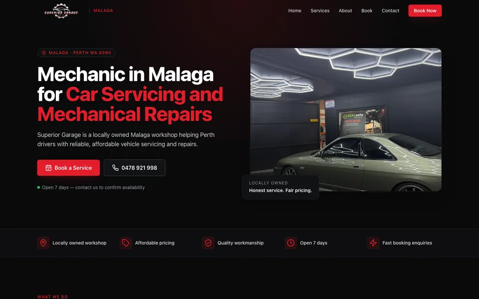 Superior Garage website, built by Bluepeek