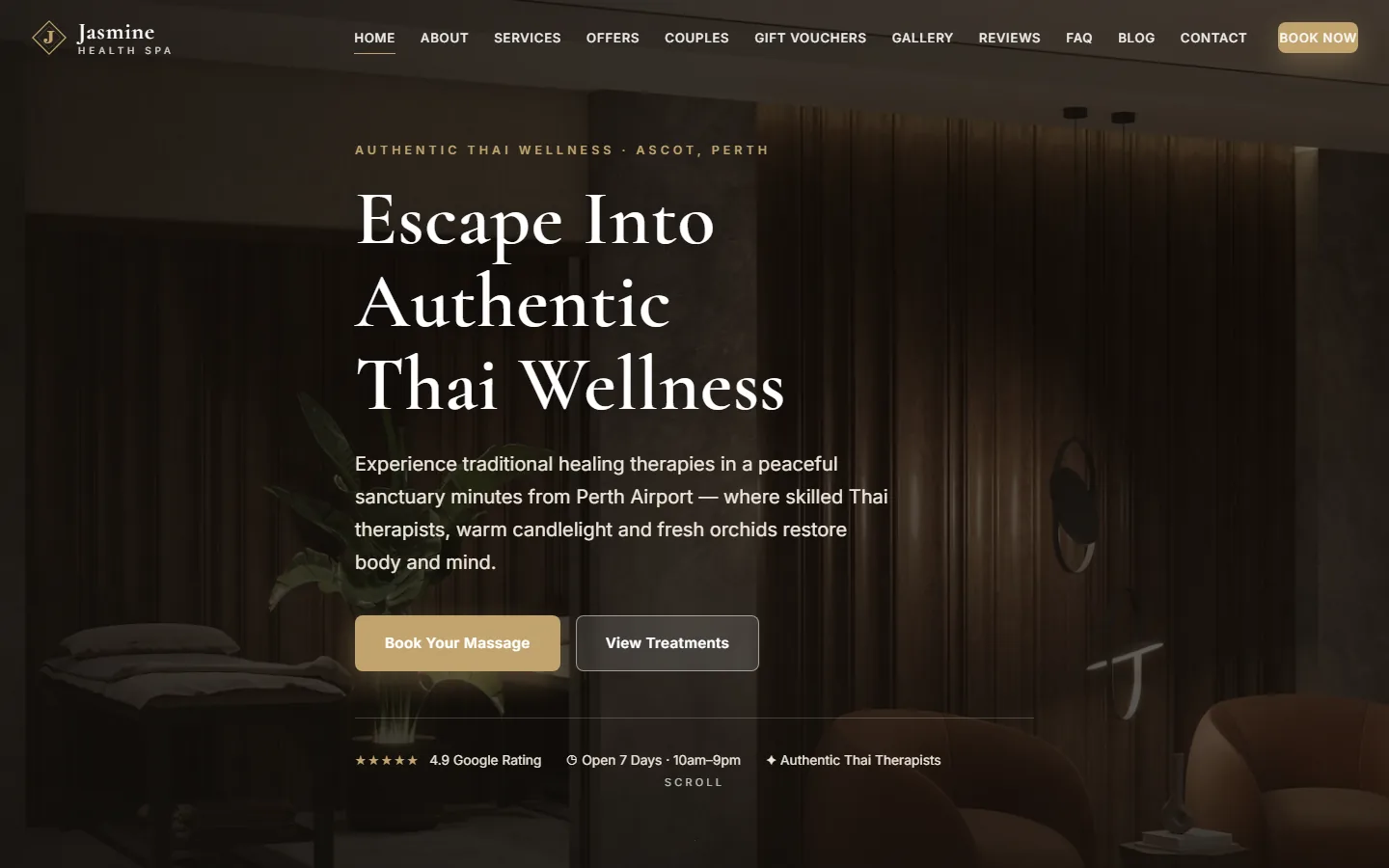 Jasmine Health & Spa website by Bluepeek