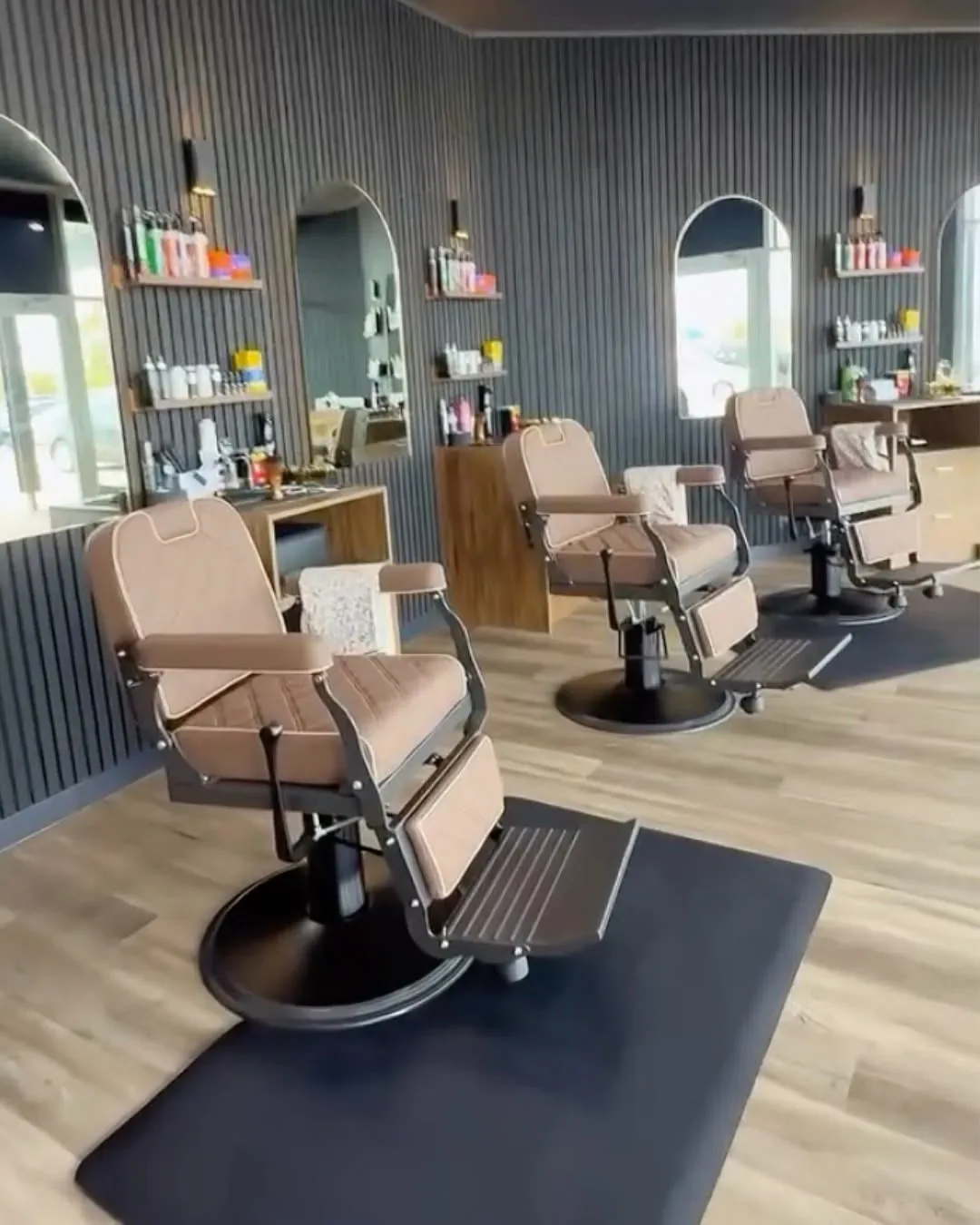 Barber chairs inside Textured Barber Lounge