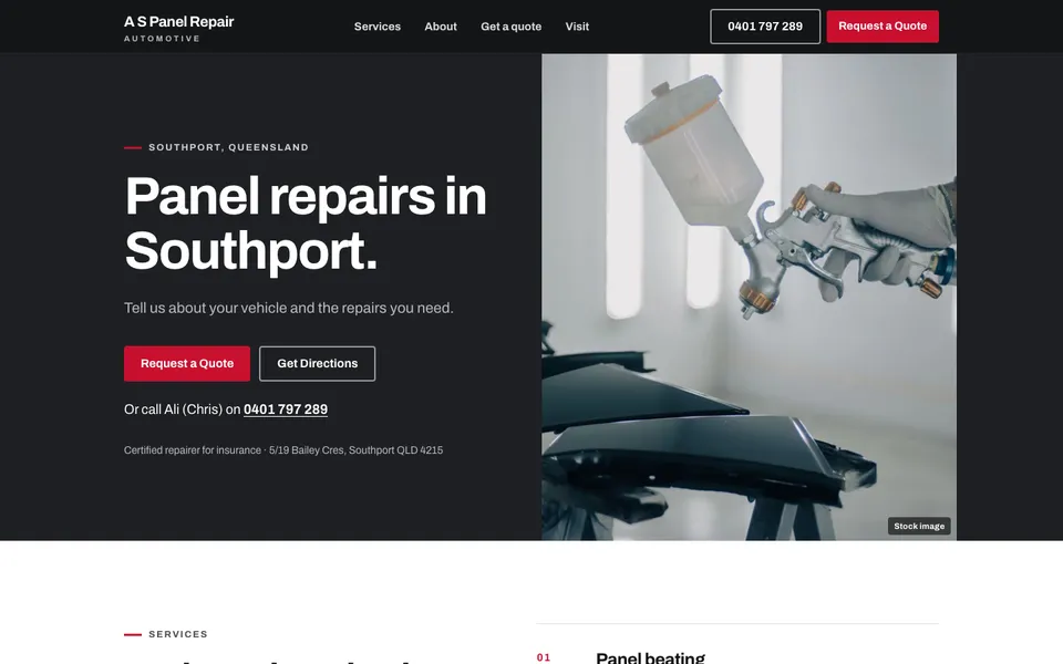 A S Panel Repair website, built by Bluepeek