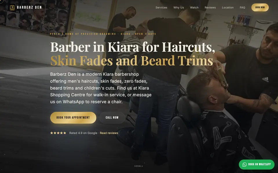 Barberz Den website, built by Bluepeek