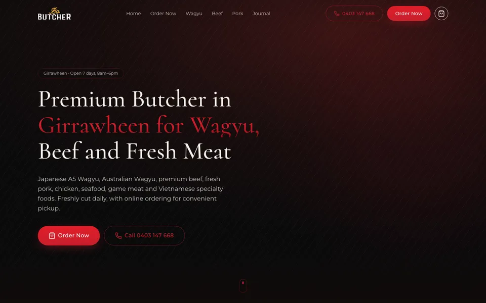 Bo Butcher website, built by Bluepeek