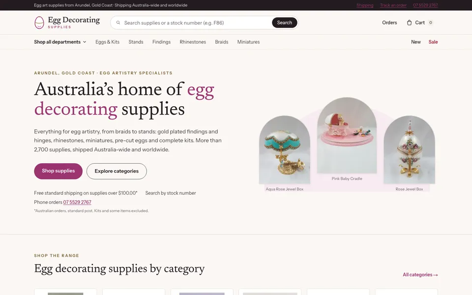 Egg Decorating Supplies website, built by Bluepeek