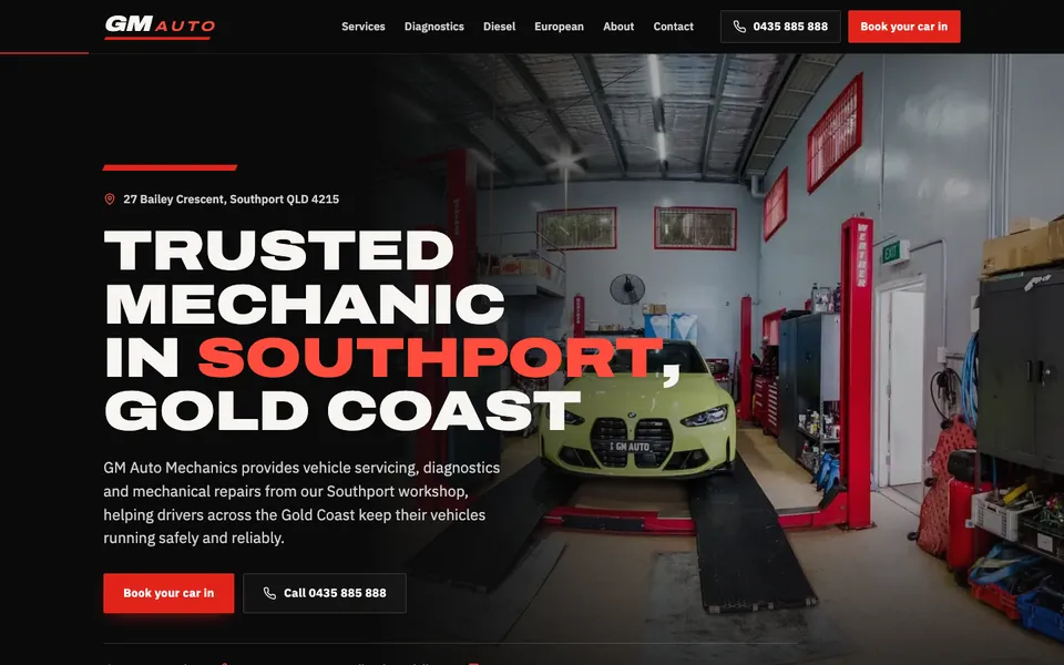 GM Auto Mechanics website, built by Bluepeek