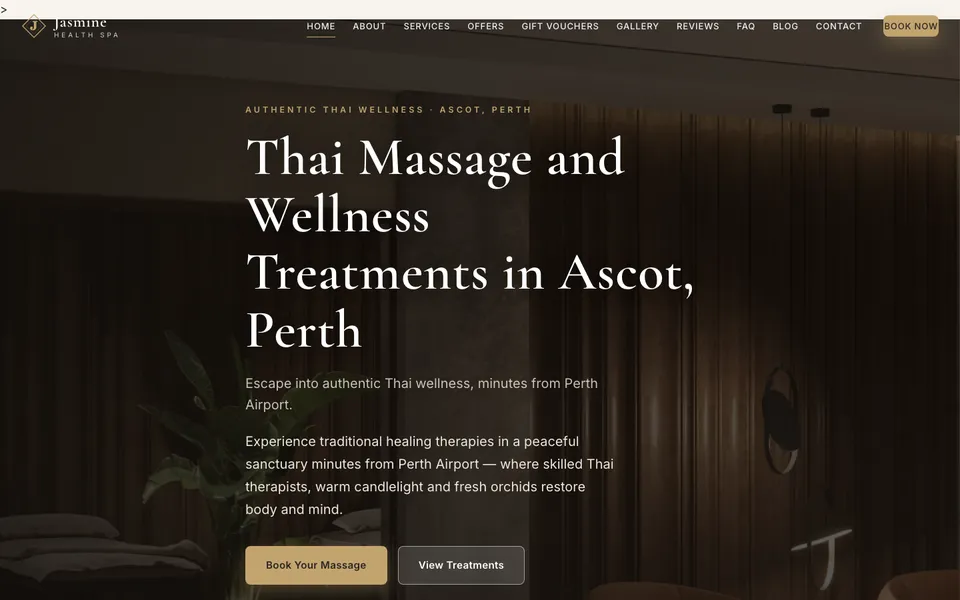 Jasmine Health & Spa website, built by Bluepeek