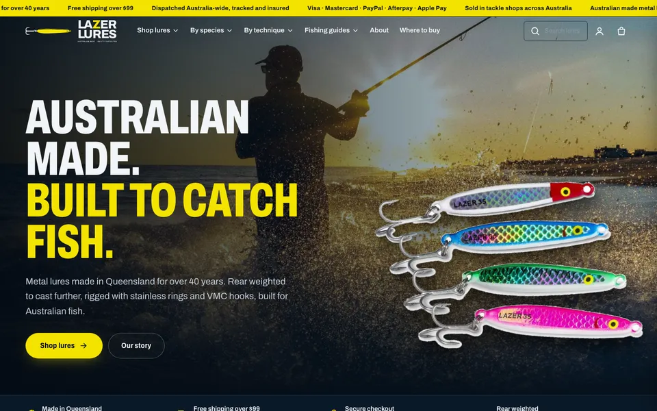 Lazer Lures website, built by Bluepeek