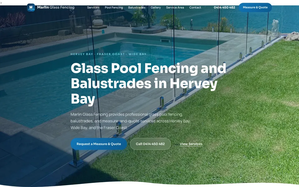 Marlin Glass Fencing website, built by Bluepeek