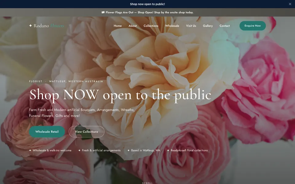 Rodano Flowers website, built by Bluepeek