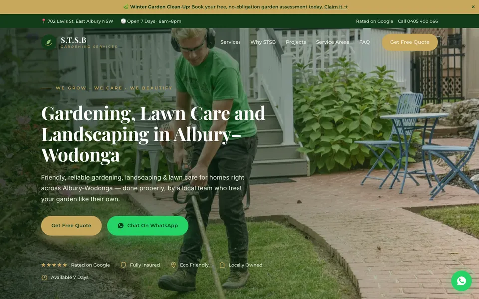 S.T.S.B Gardening website, built by Bluepeek
