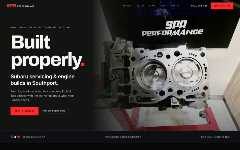 SPR Performance website, built by Bluepeek