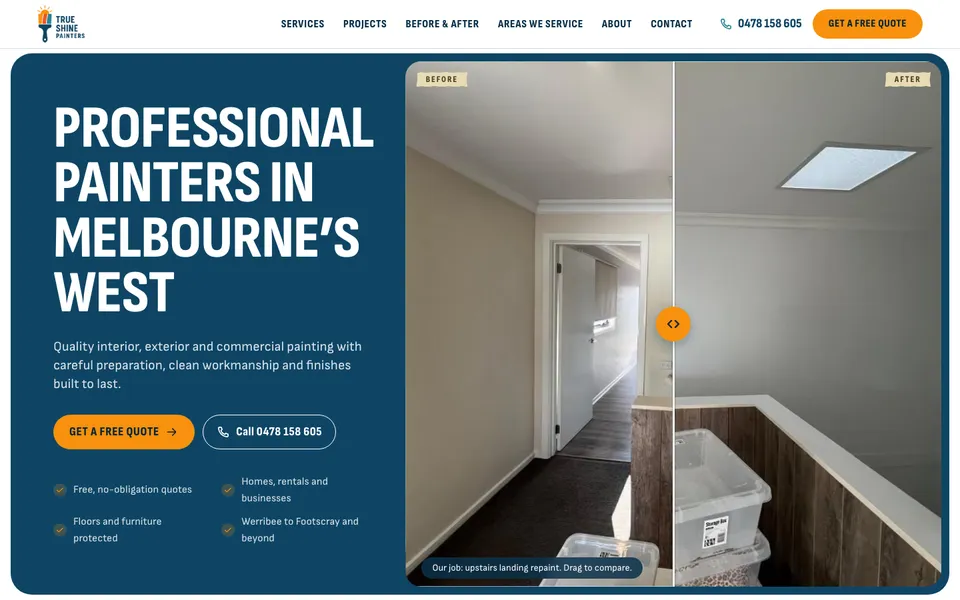 True Shine Painters website, built by Bluepeek