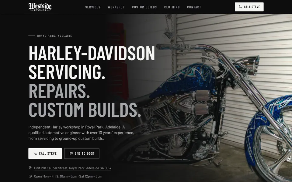 Westside Cycles website, built by Bluepeek