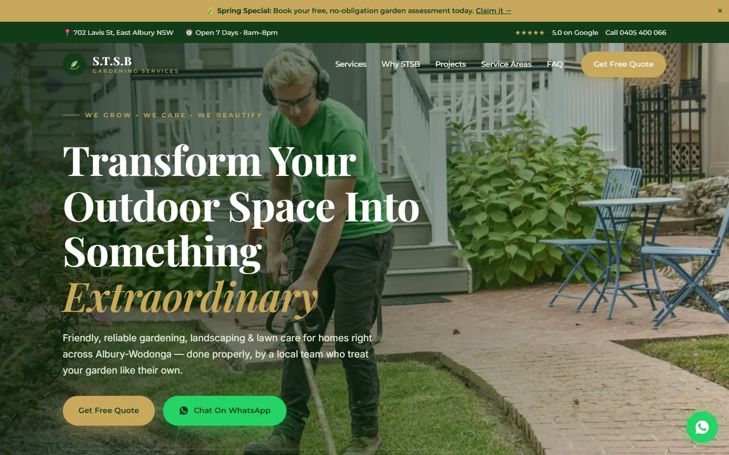 S.T.S.B Gardening Services - Gardening website in Albury, NSW built by Bluepeek