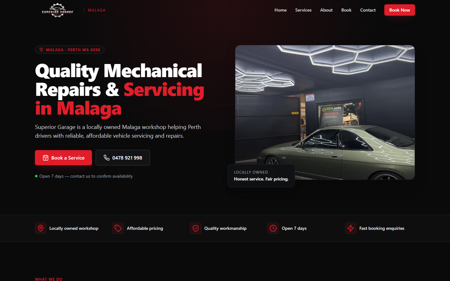 Superior Garage website homepage built by Bluepeek