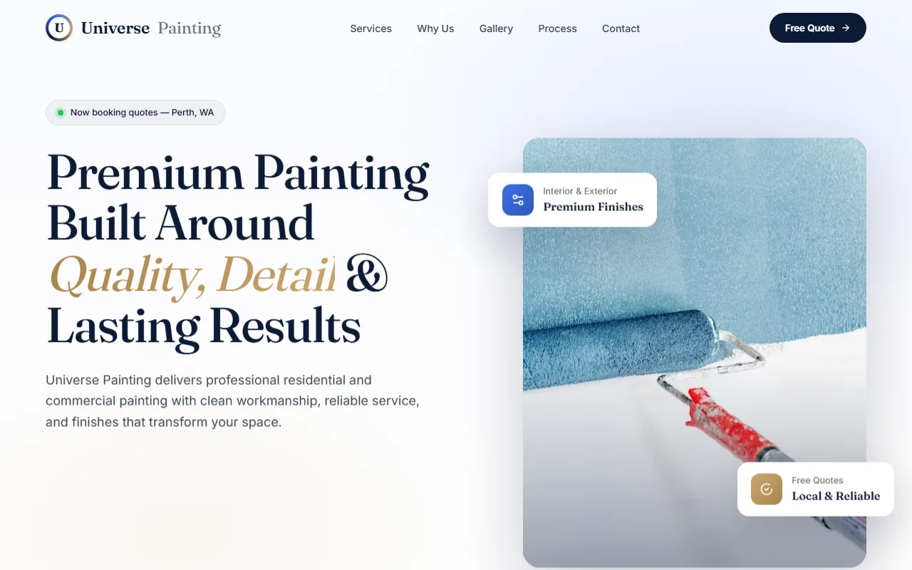 Universe Painting - Painting website in Perth, WA built by Bluepeek